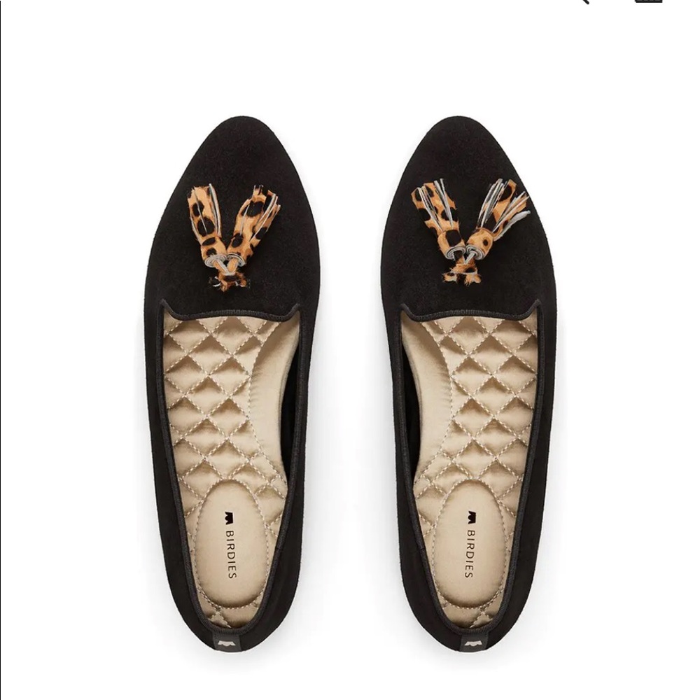 Birdies Blackbird Loafer with Cheetah Tassels